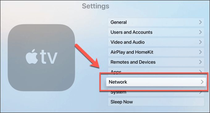 Network in Settings tab