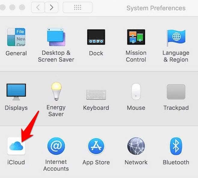 iCloud in System Preferences window