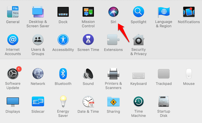 Siri in System Preferences window 