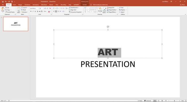 PowerPoint displaying highlighted text