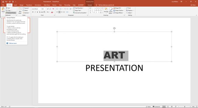 PowerPoint displaying the Format Painter dialog box.