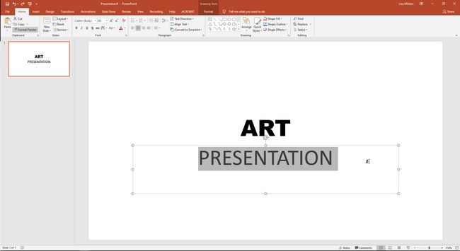 PowerPoint displaying the format painter in action.