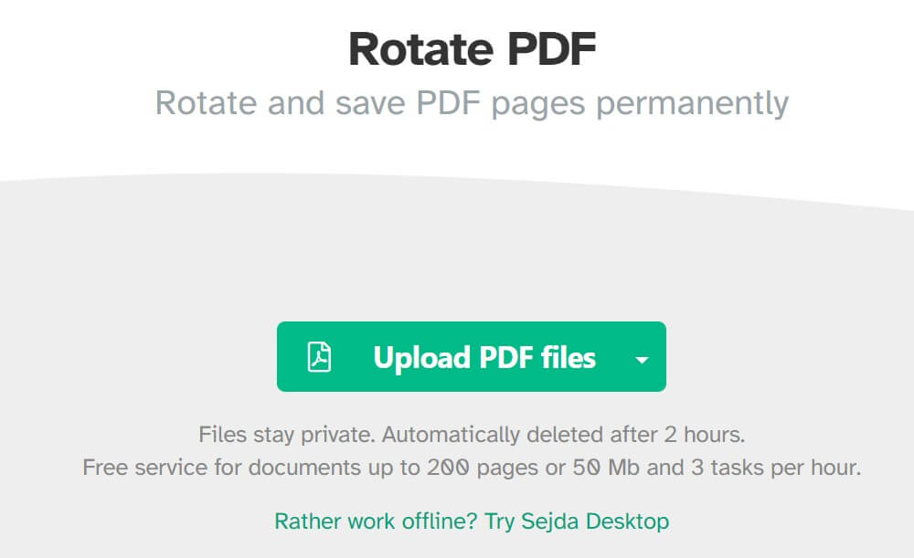 sejda rotate pdf