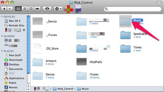 Music in iPod Control folder