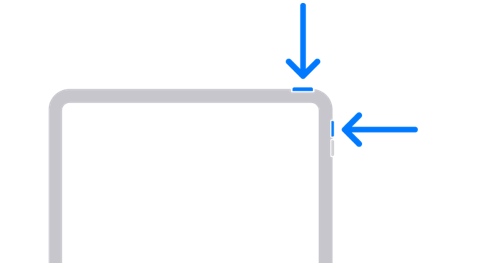 Top button and volume up button on iPad with FaceID